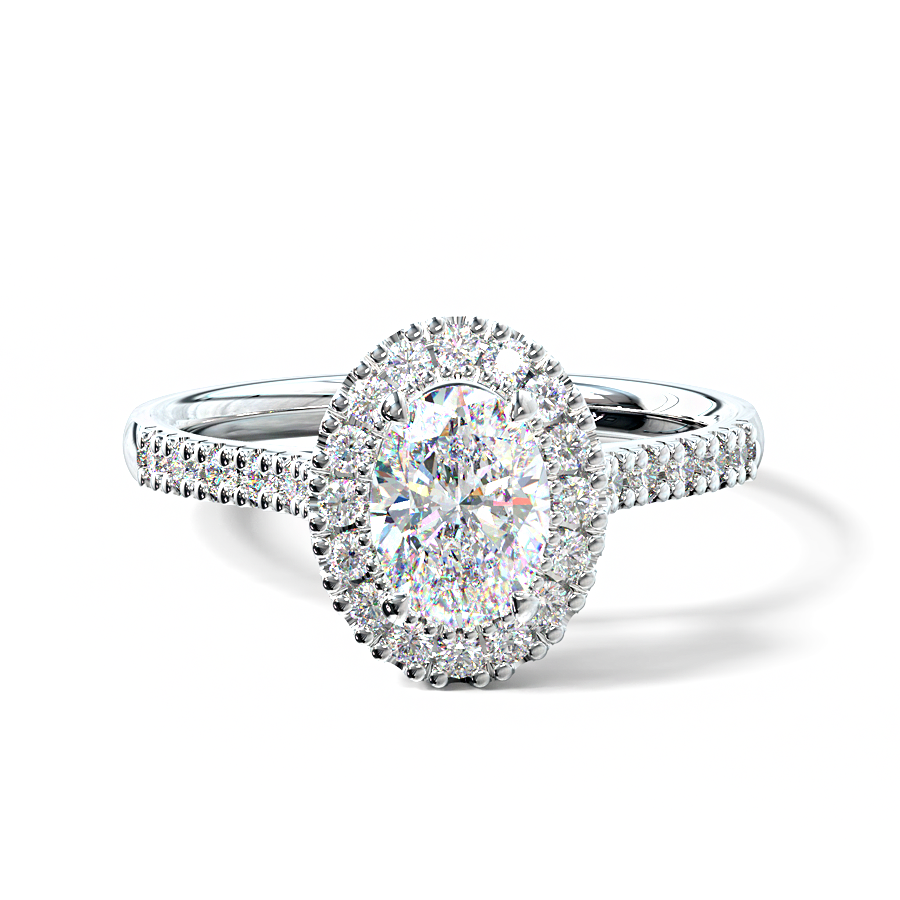 The Browns Oval Halo Diamond Ring - Vintage Stone Engagement Rings (900x900), Png Download