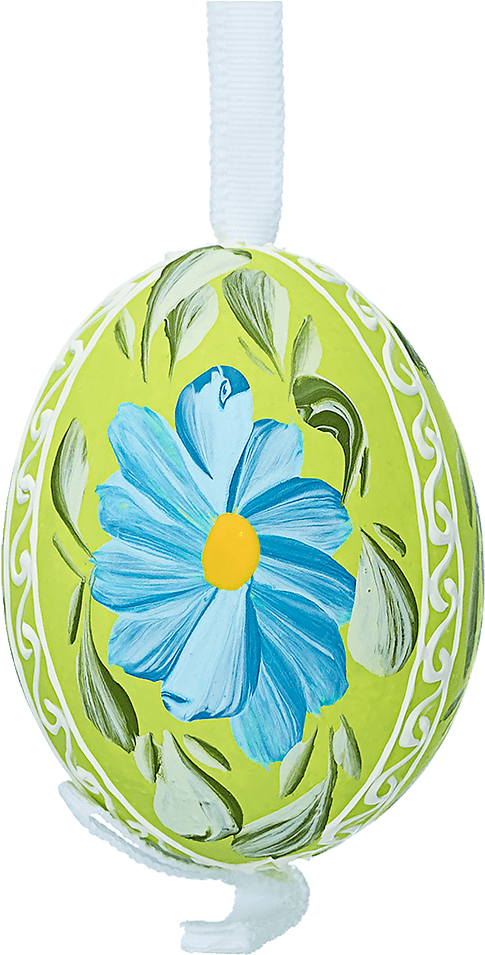 Green Painted Easter Egg With Blue Flowers - Locket (1000x1000), Png Download