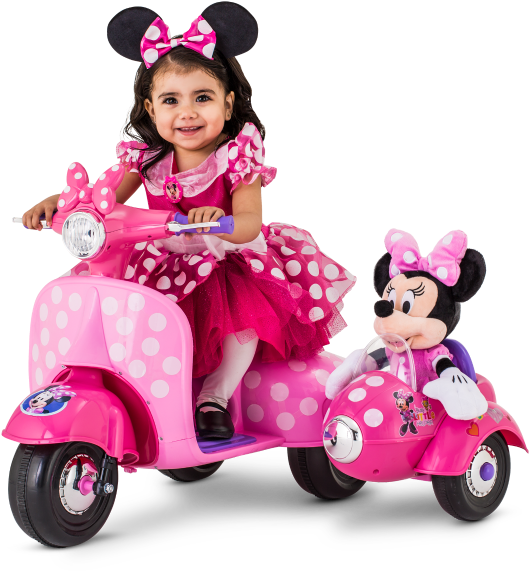 Disney Minnie Mouse Happy Helpers Scooter With Side-car - Minnie Mouse Helper Scooter (900x600), Png Download