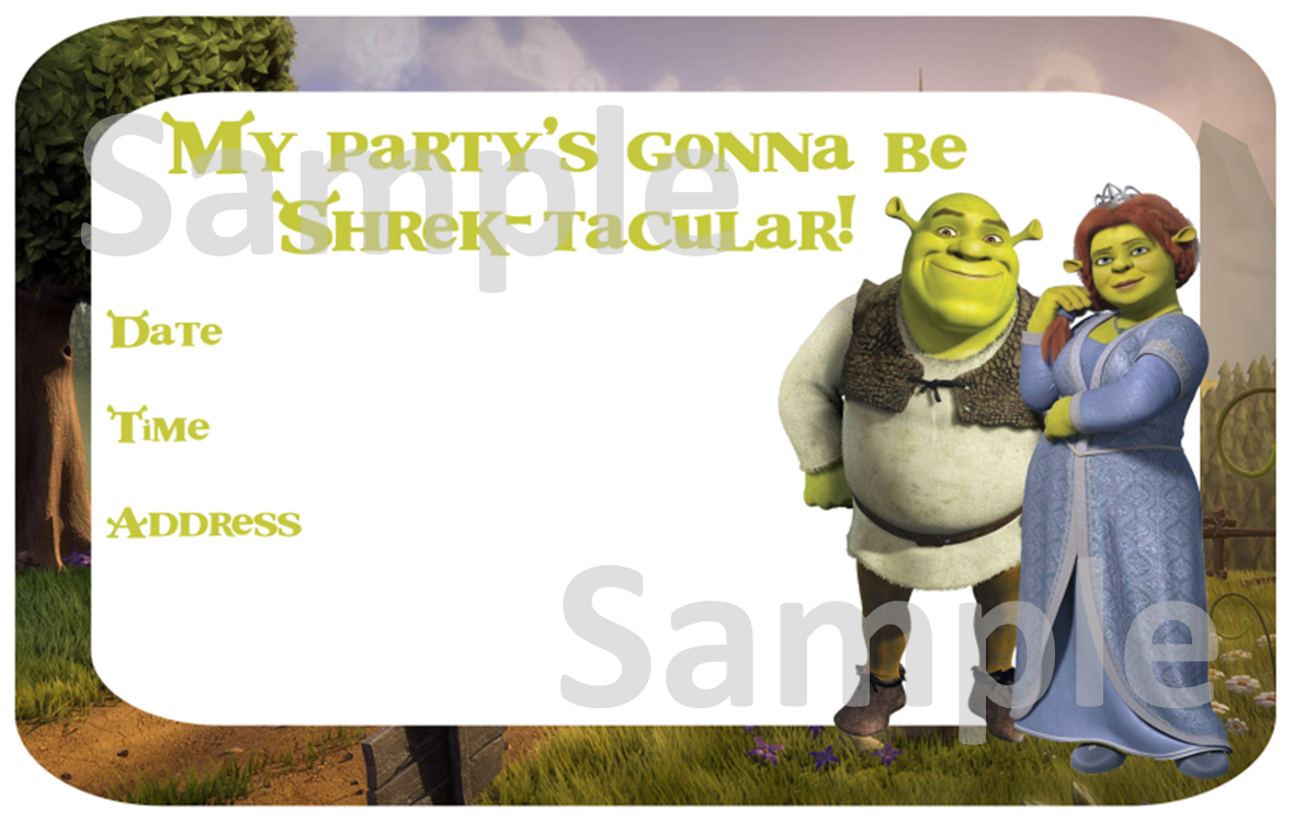 Shrek Invitation Free Pdf Download - Birthday Card Invitations Shrek (1293x833), Png Download