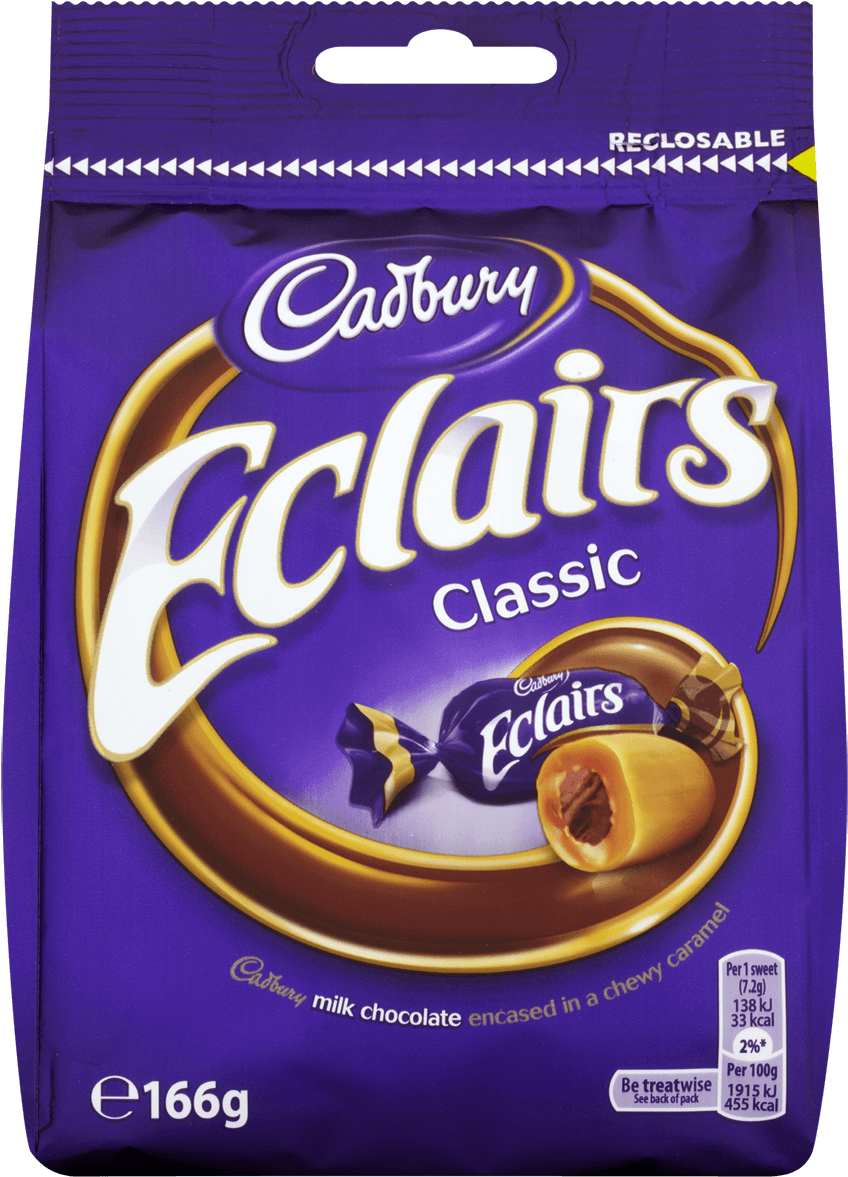 Cadbury Eclairs Classic Chocoalte Candy - Cadbury Eclairs Classic 166g (1200x1200), Png Download