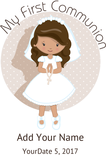 First Communion Brown Hair T-shirt - Cartoon (700x700), Png Download