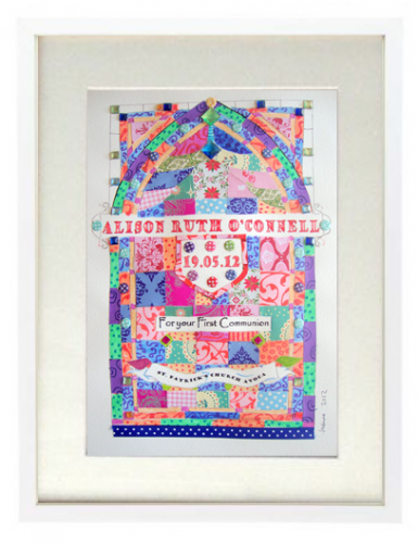 Girls First Communion Framed - Patchwork (750x500), Png Download