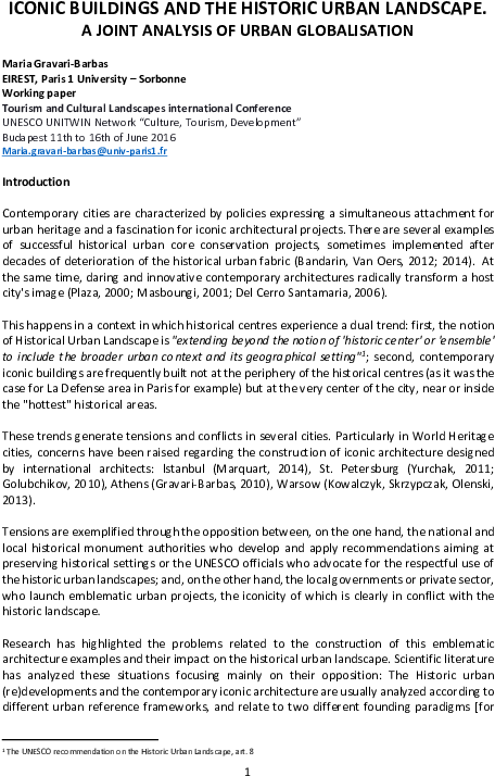 Iconic Buildings And The Historic Urban Landscape - Document (595x842), Png Download