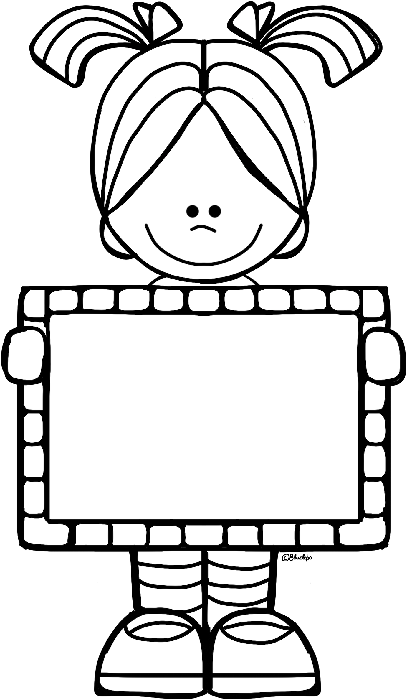 Clip Art Black And White Library Pin Do A N Lia Lopes - Cute Cartoon Black And White Kids Writing (1406x2400), Png Download