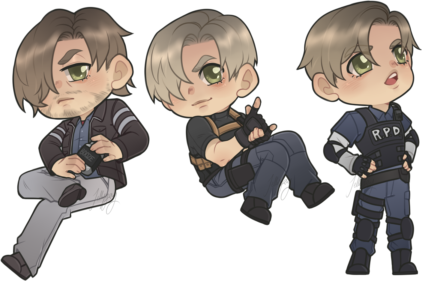 Leon Chibis - Resident Evil 2 Remake Fanart (1508x1000), Png Download