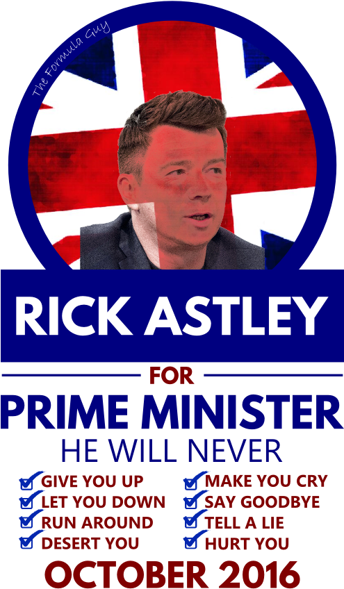 Rick Astley For Prime Minister (620x874), Png Download