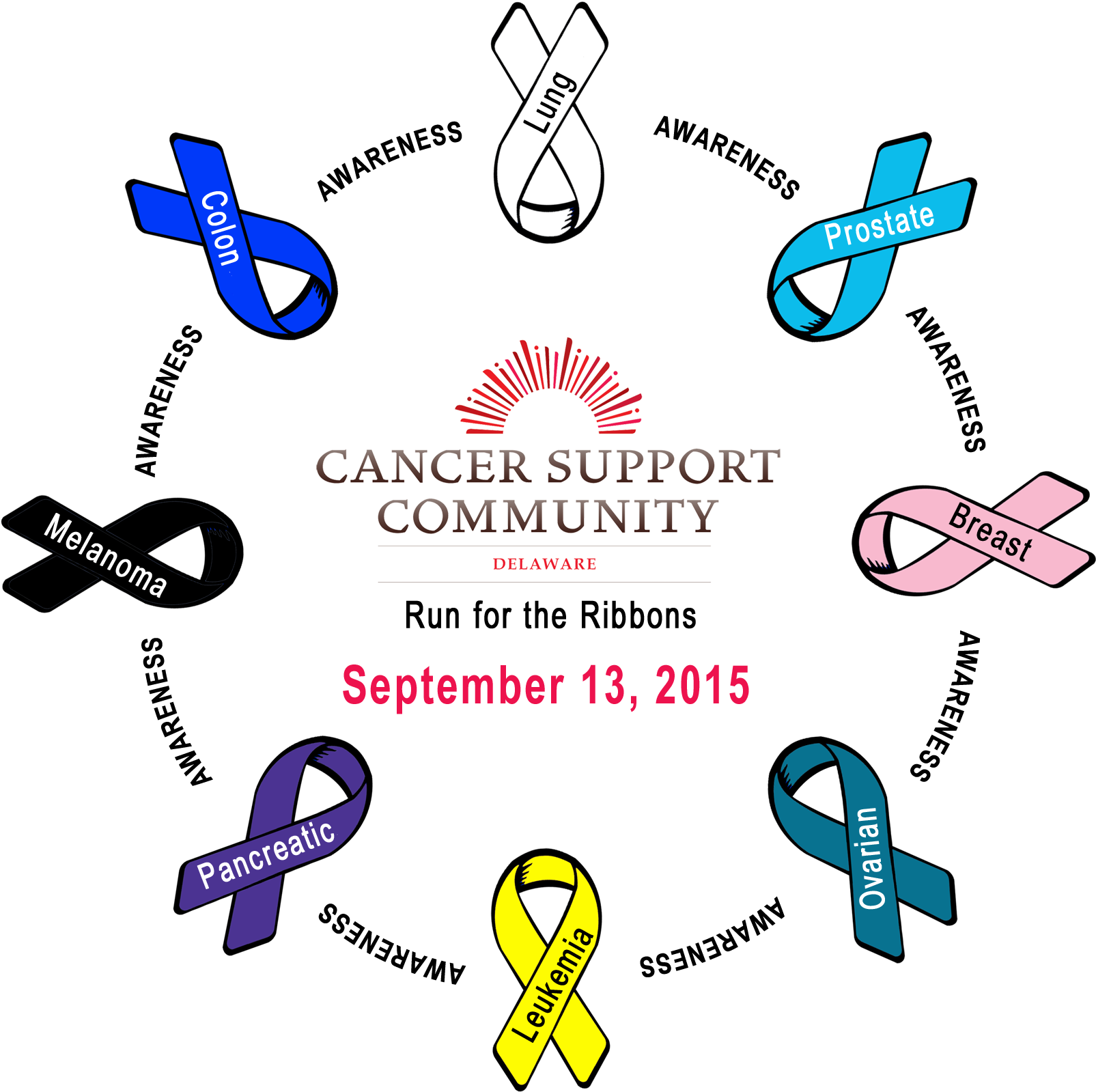 Run For Ribbons 5k - Gilda's Club (1800x1800), Png Download