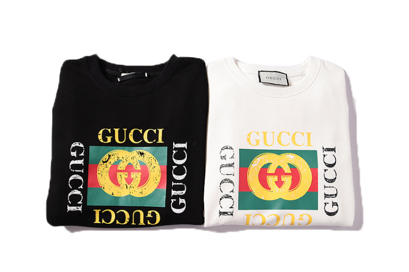 Gucci/ Gucci Vintage Two-g Logo Print Hoodie - Label (800x800), Png Download