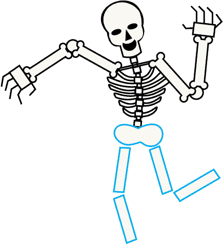How To Draw Skeleton - Drawing Cartoon Skeleton (678x600), Png Download