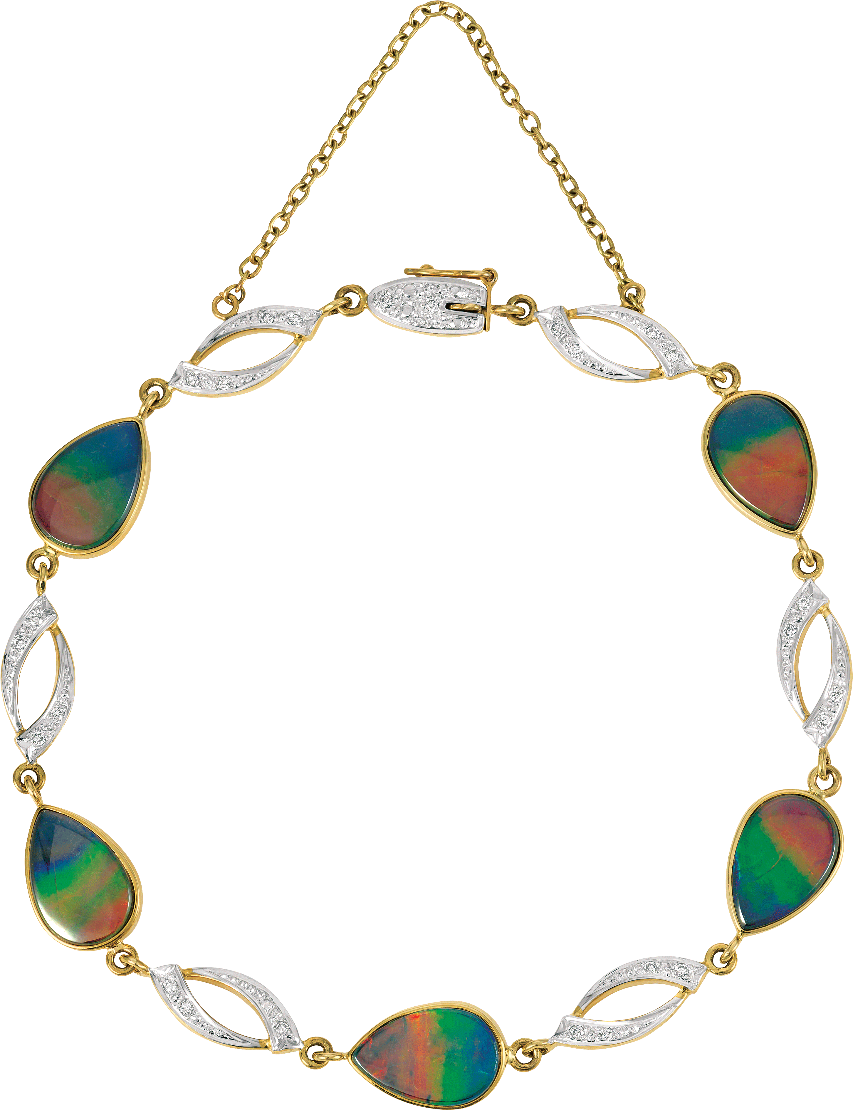 Nea 14k Yellow Gold Diamond Bracelet By Korite Ammolite - Necklace (3586x4202), Png Download