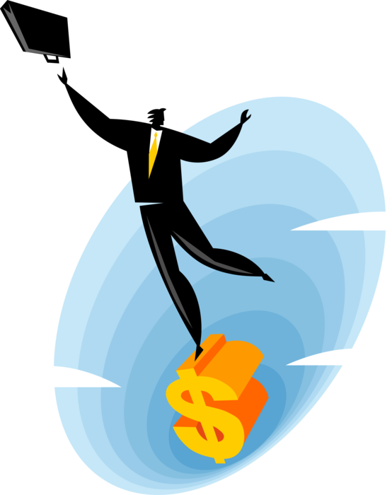 Vector Illustration Of Successful Businessman Stands (554x700), Png Download