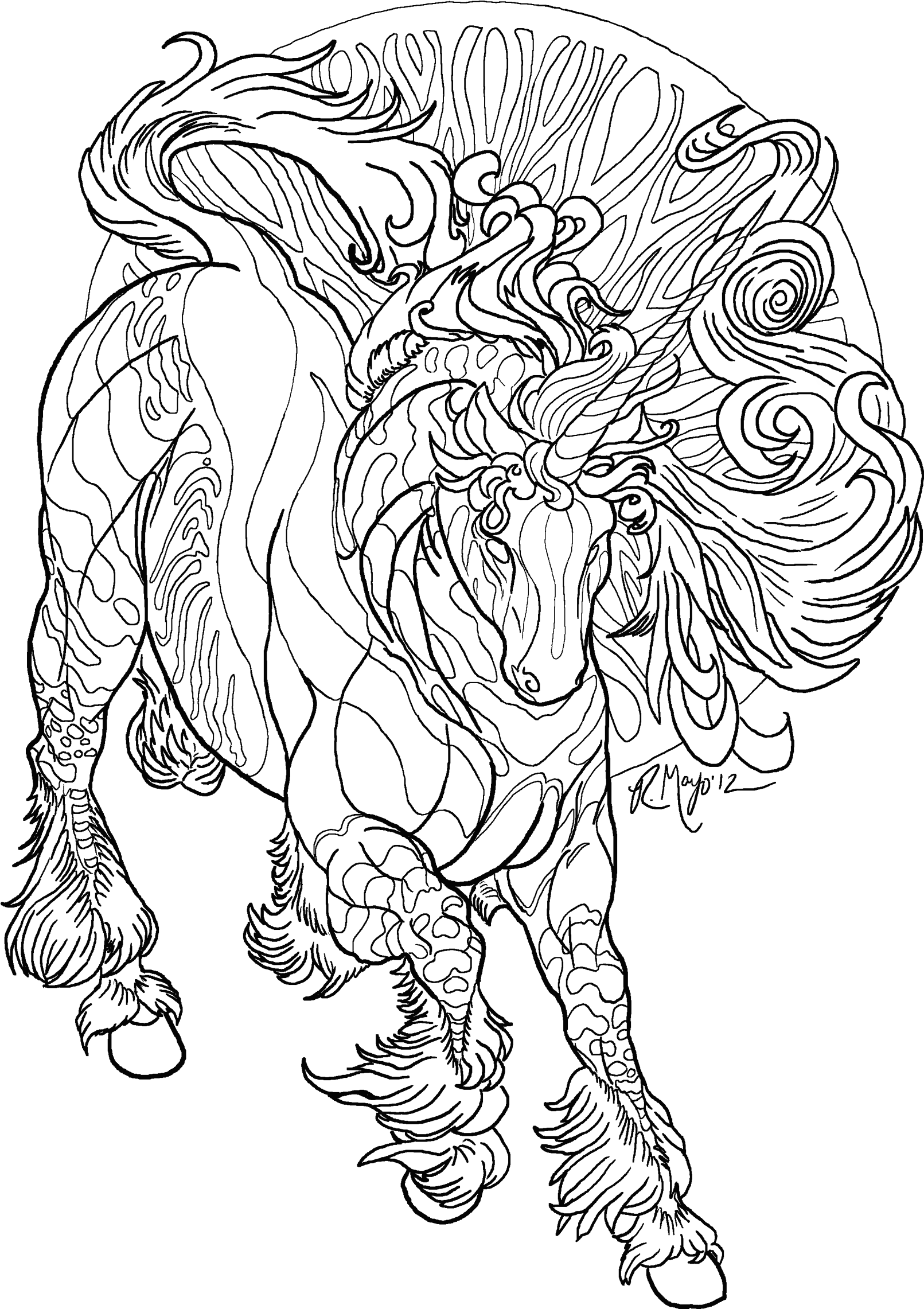 Line Art Coloring Pages - Раскраски Единорог Пегас Во Весь Лист (1776x2349), Png Download