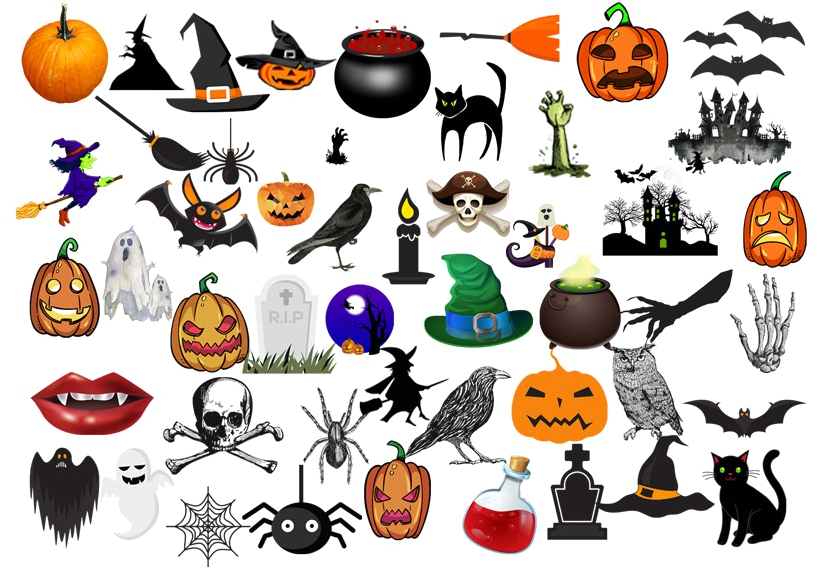 Halloween Elements Png Clipart - Cartoon (1000x667), Png Download