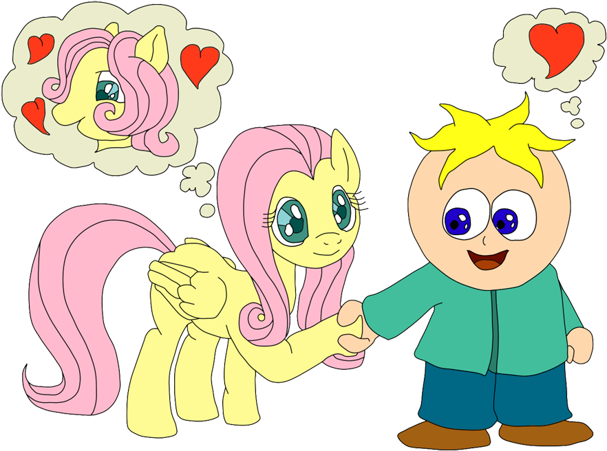 Crossover Shipping, Flutterbutters, Fluttershy, Heart, - Fluttershy X Butters (900x700), Png Download