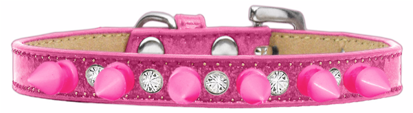 Crystal And Bright Pink Spikes Dog Collar Pink Ice - Buckle (600x600), Png Download