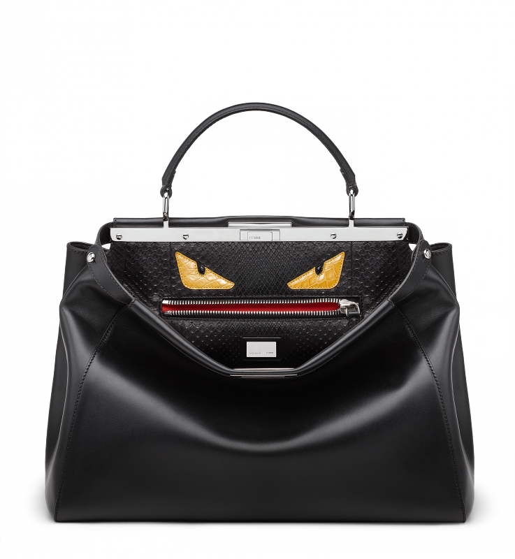 Fendi Black Peekaboo With Bag Bug Interior - Must Have Branded Bags (737x800), Png Download