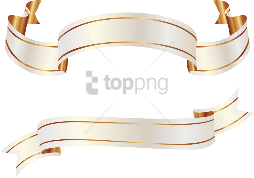 Free Png Gold Banner Ribbon Png Png Images Transparent - White Gold Ribbon Vector (850x614), Png Download