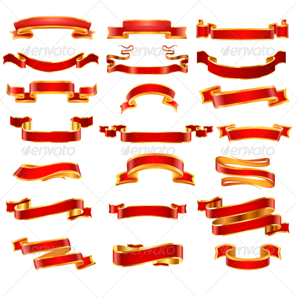 Ribbon 82 Copy - Banner Red And Gold (590x590), Png Download