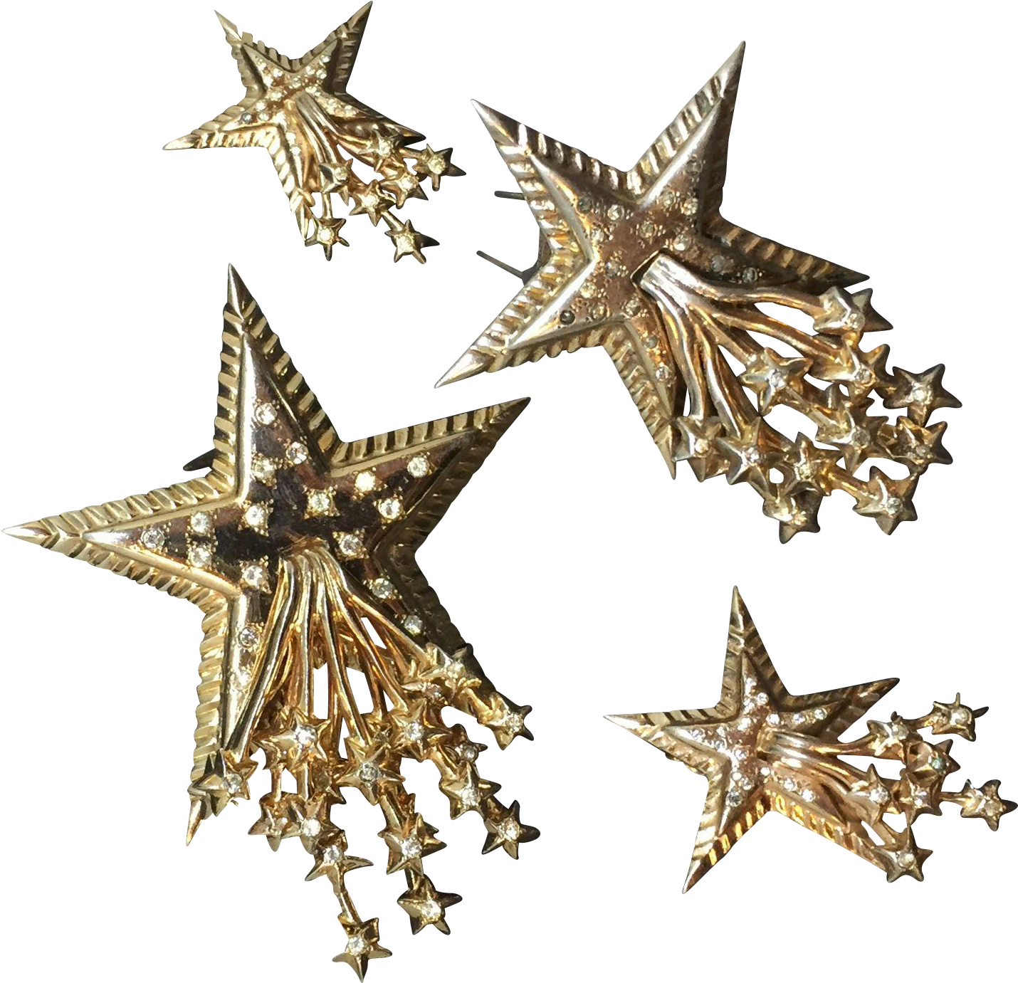 Rosenstein Sterling Shooting Star Two Pins And Earrings - Craft (1429x1454), Png Download