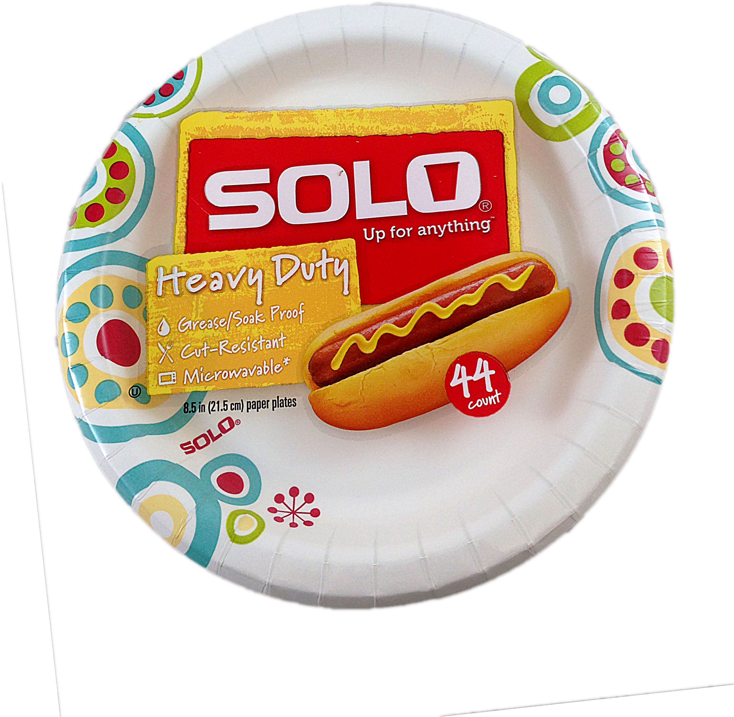 Solo Heavy Duty Paper Plates, 44 Count, 44 Ct - Chicago-style Hot Dog (2493x2433), Png Download