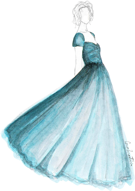 Cindy Styled Ball Gown - Sketch (500x704), Png Download