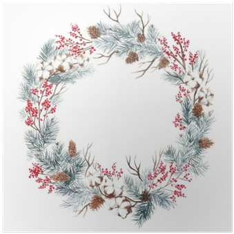 Round Frame For Christmas Cards And Winter Design Illustration - Designs Direct Christmas Family Wreath 20" X 20" White (400x400), Png Download