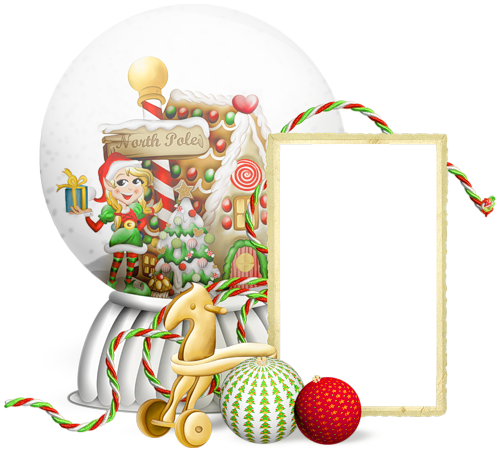 Transparent Christmas Png Photo Frame With Snowglobe - Christmas Snow Globe Clipart Png (500x452), Png Download