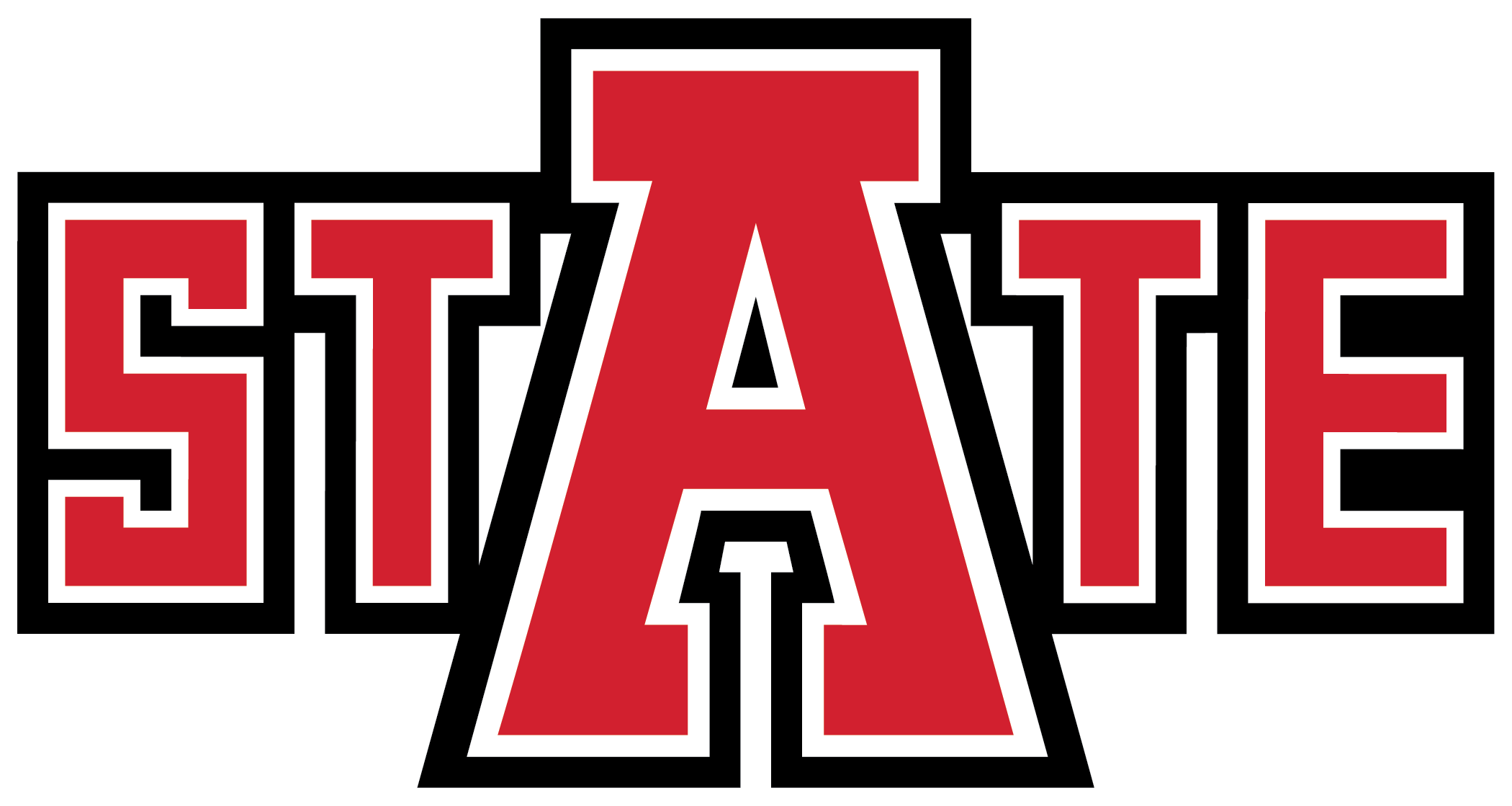 Arkansas State Medium Magnet 'red Wolf Head W/a State' (2100x1119), Png Download