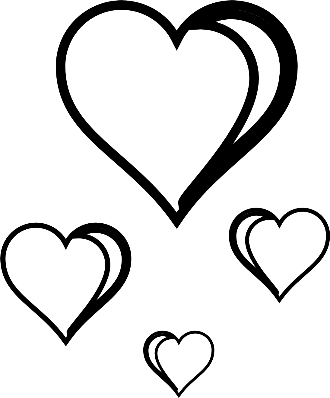 Valentine Heart Clip Art Black And White - Clip Art (999x1198), Png Download