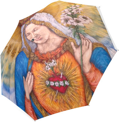 Immaculate Heart Of Virgin Mary Drawing Foldable Umbrella - Drawing (500x500), Png Download