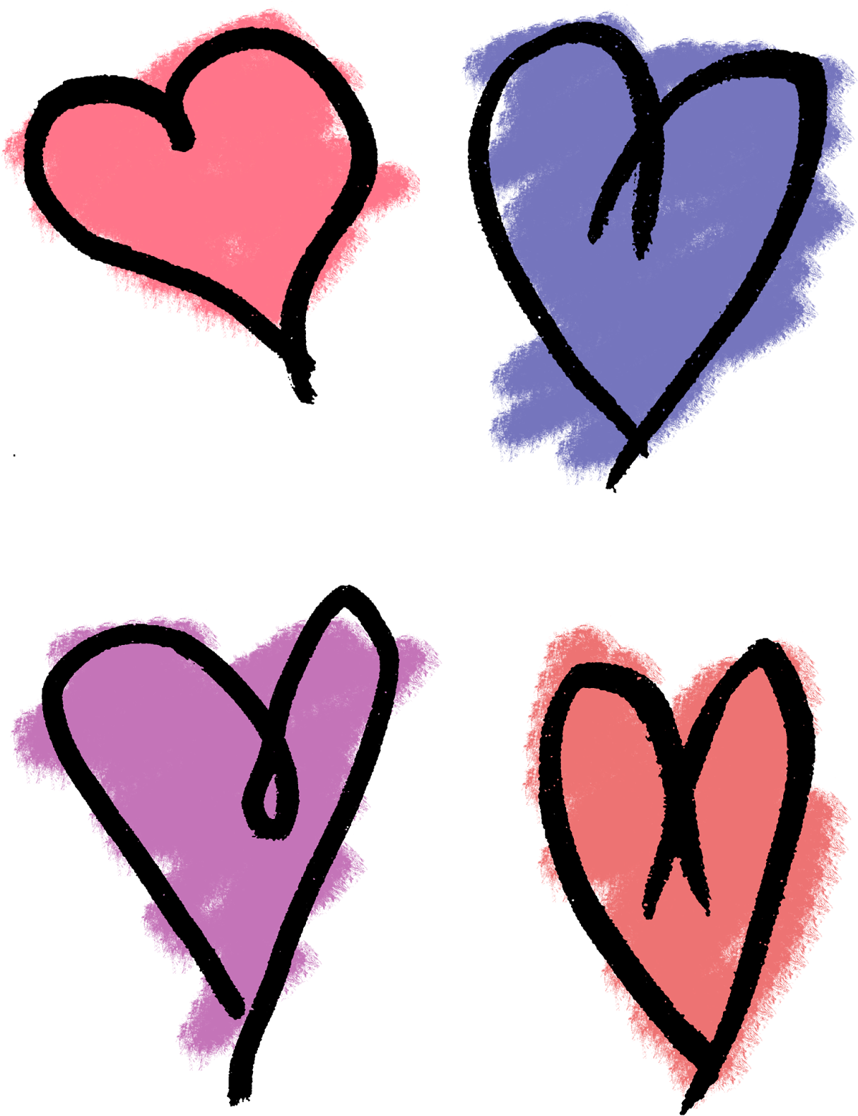 Heart Drawing Clip Art - Hand Drawn Hearts Png (1237x1600), Png Download