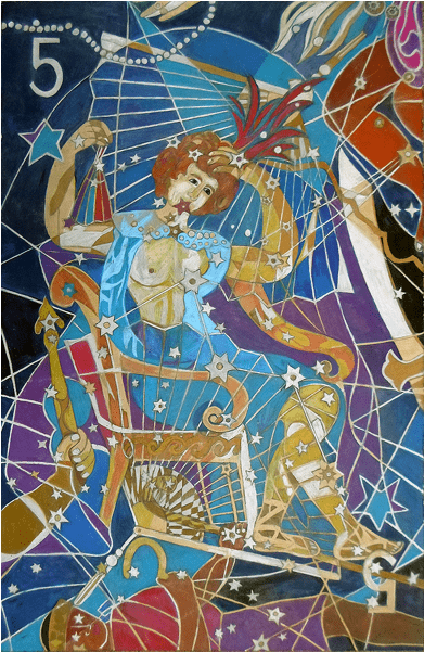 Five Stars Of The Night Queen - Painting (600x600), Png Download