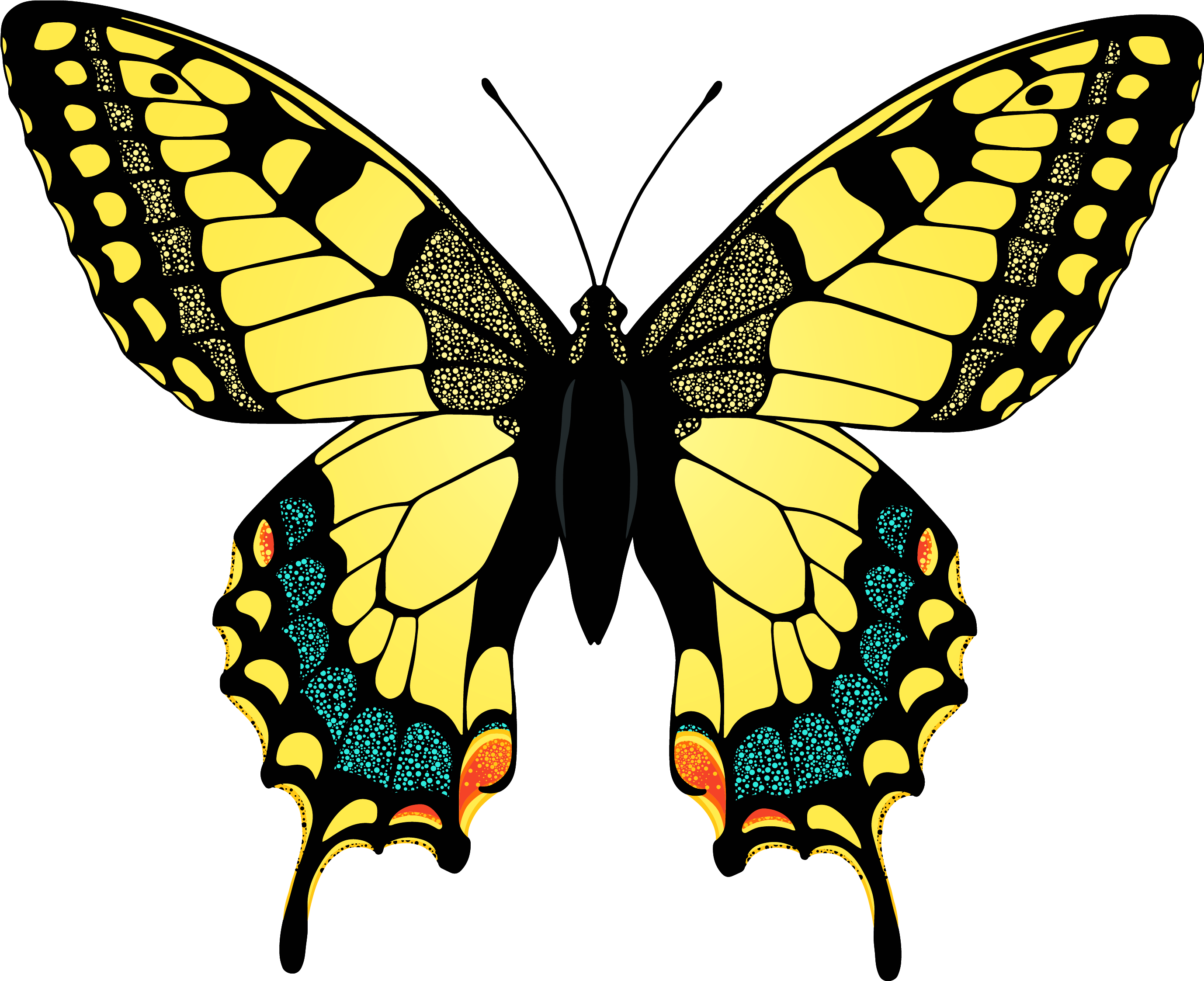 Yellow Swallowtail Butterfly Transparent (2874x2373), Png Download