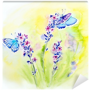 Painted Watercolor With Summer Lavender Flowers And - Watercolor Painting (400x400), Png Download