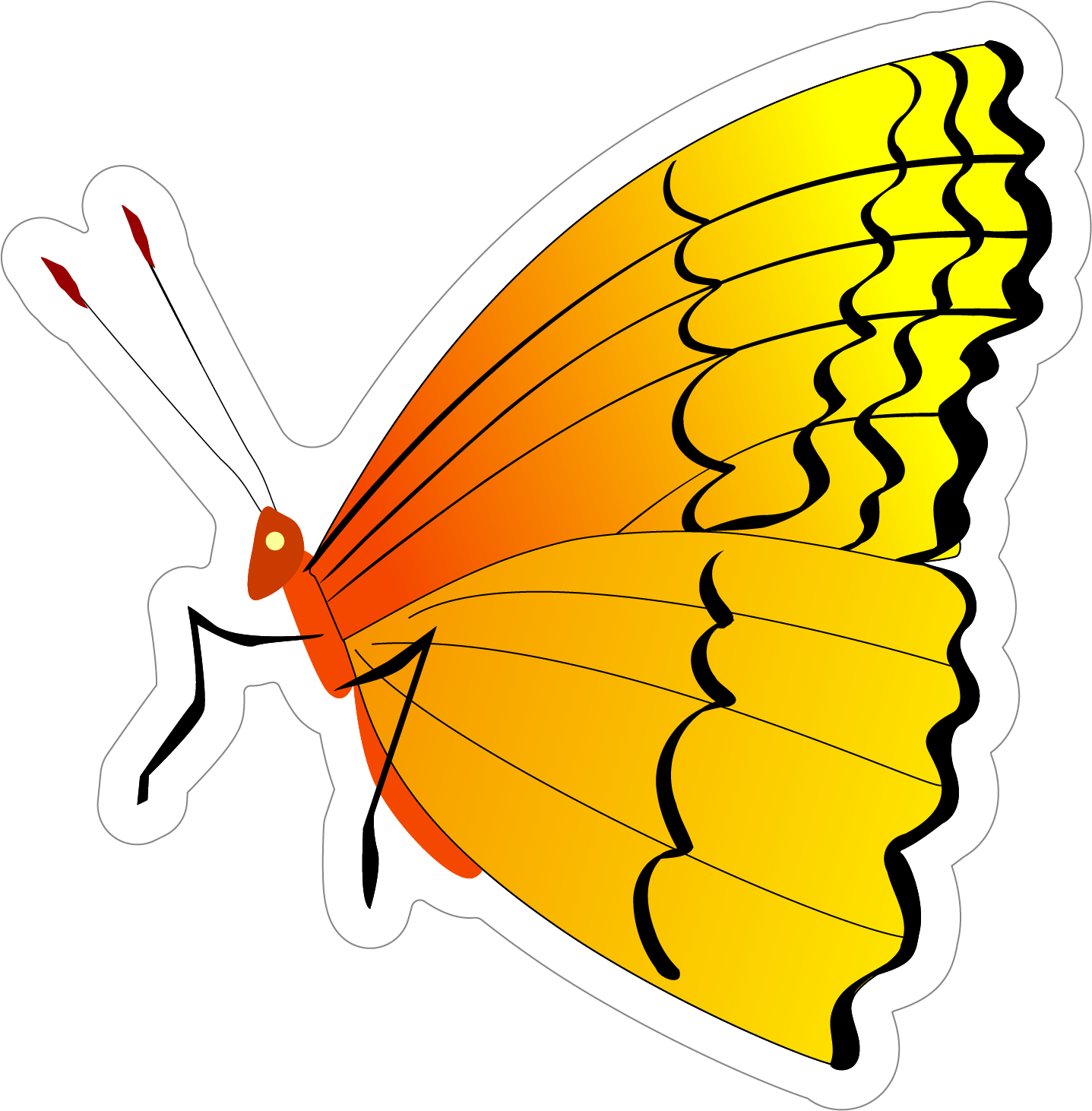 Cool Butterfly Profile Sticker - Clip Art (1437x1462), Png Download