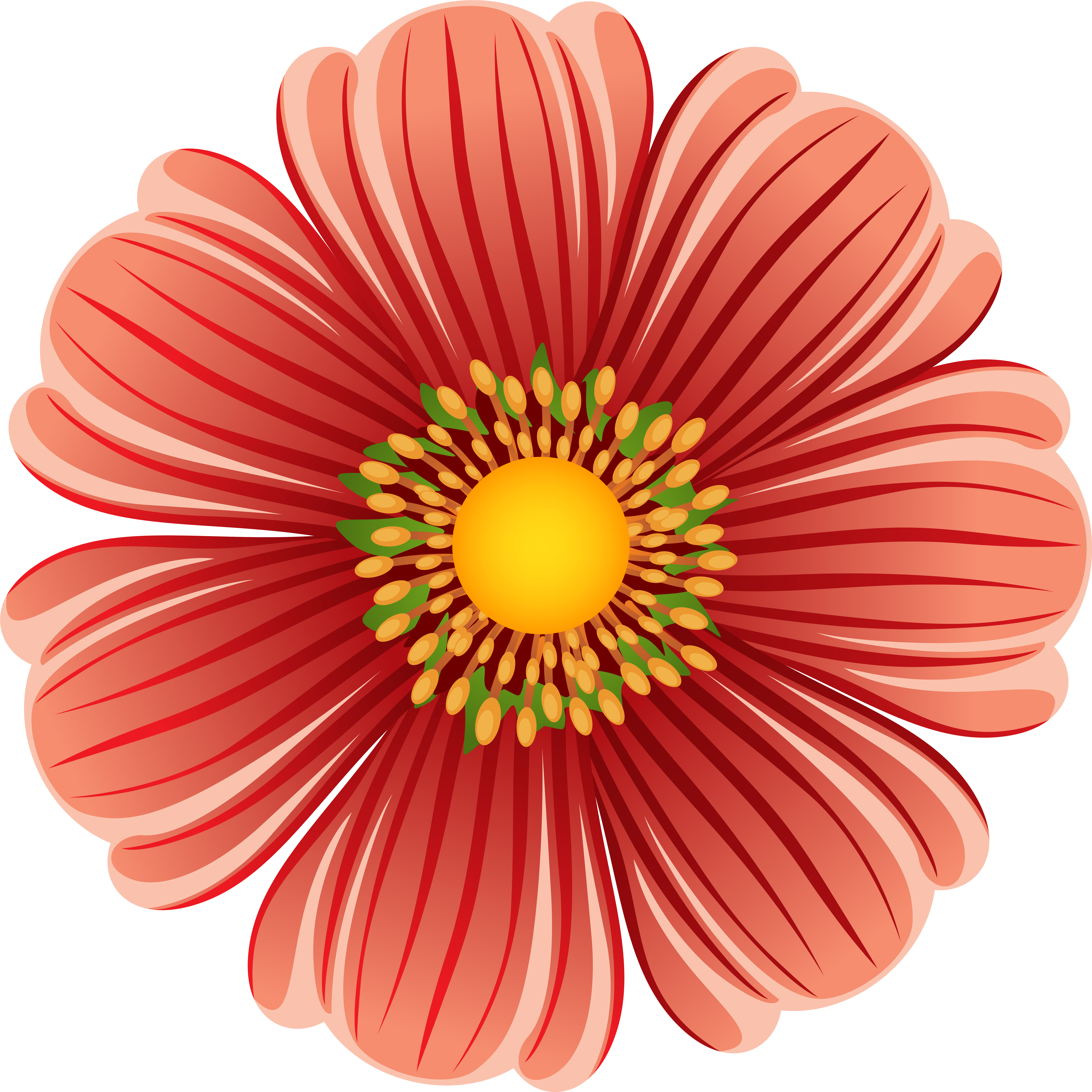 Orange Flower Clipart Big Flower (7476x7474), Png Download
