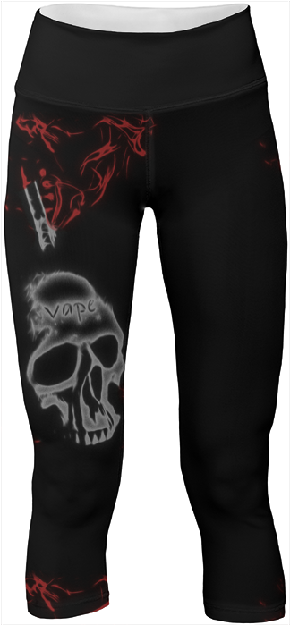 Black Skull Red Smoke Vape Yogapants $65 - Pocket (400x719), Png Download