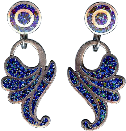 Vintage Margot De Taxco Blue Confetti Sterling Silver - Earrings (425x425), Png Download