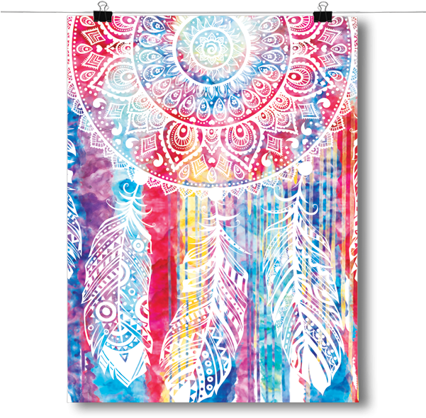 Watercolor Dreamcatcher Spiritual - Inspired Posters Watercolor Dreamcatcher Spiritual (600x600), Png Download