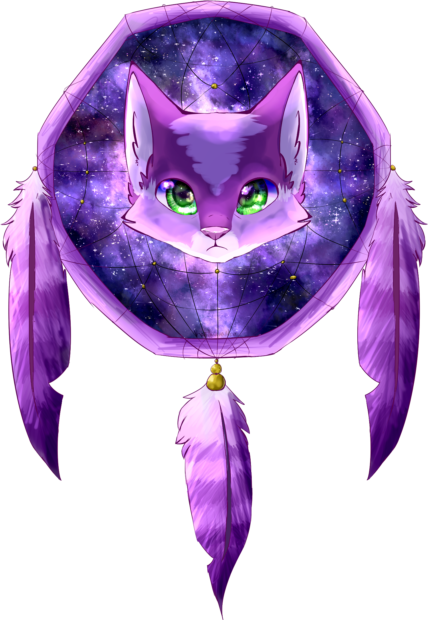 Aurora's Dream Catcher - Dream Catcher Cat Art (1920x2300), Png Download