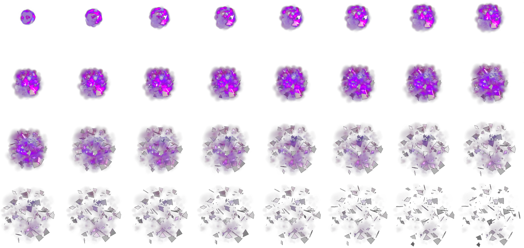 Explosionfull - Purple Explosion Sprite Sheet (2048x1024), Png Download