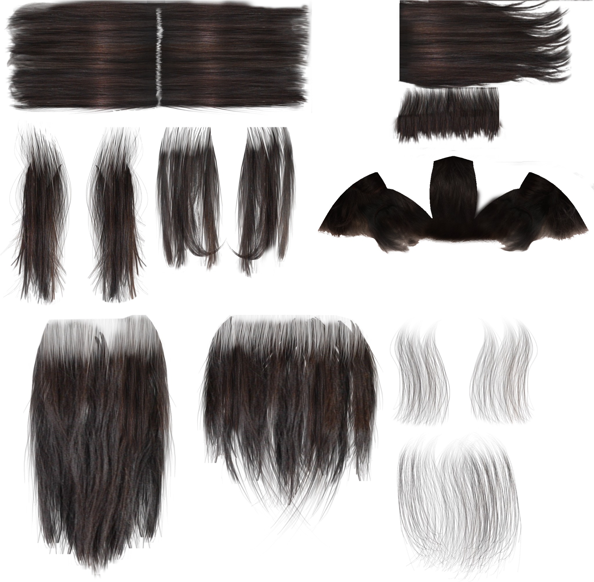 Hair Texture Png Png Transparent Library - Long Hair Alpha Texture (2048x2048), Png Download