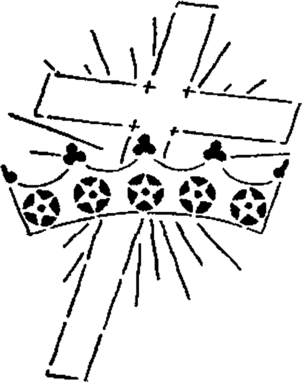 Cross And Crown Image - Crown Cross Drawing (1302x1600), Png Download