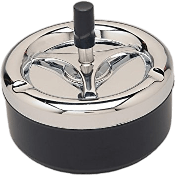 Objects - Mantello Round Push Down Cigarette Ashtray With Spinning (354x355), Png Download