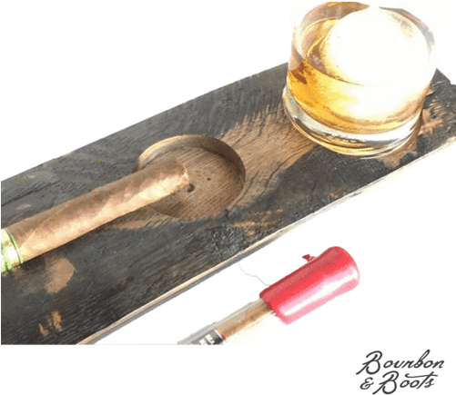 Bourbon Barrel Cigar Ashtray & Rocks Glass Stave Image - Ashtray (500x500), Png Download