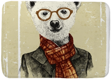 Hand Drawn Dressed Up Hipster Bear In Glasses Bath - Orange Venue Ayıcık Desenli Kırlent Kılıfı - 45x45 (400x400), Png Download