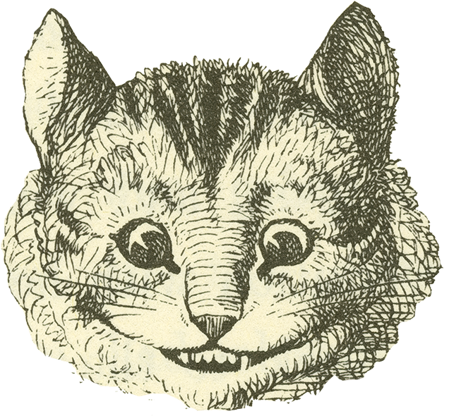 Cheshire Cat - Alice In Wonderland Black And White Cheshire Cat (687x600), Png Download