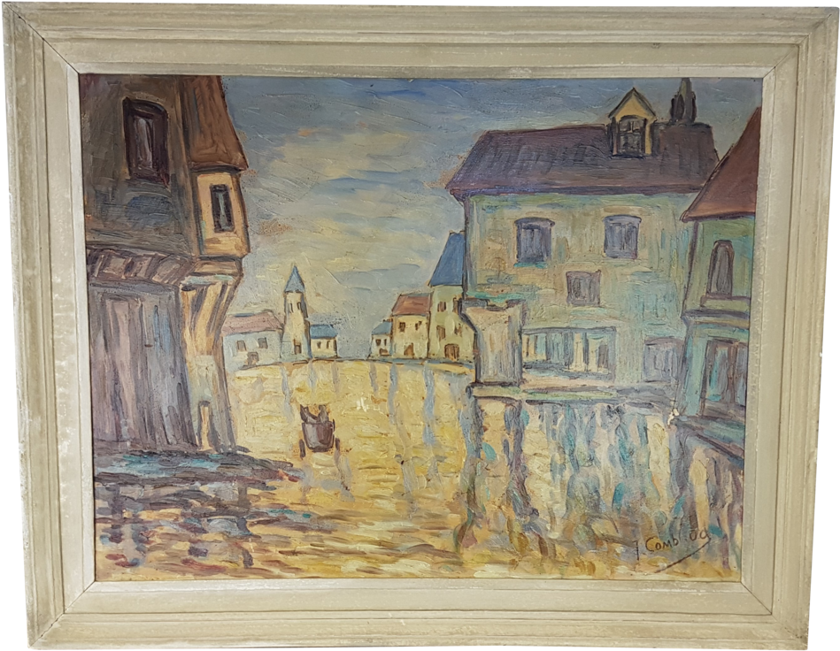 Oil On Board Of Impressionist Harbourscape - Painting (1024x820), Png Download