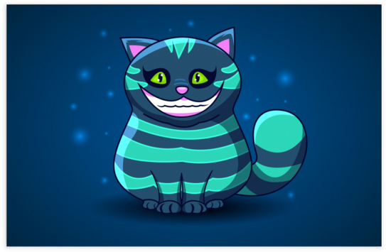 Alice In Wonderland's Cheshire Cat Poster - Alice And Wonderland Cat Vector (600x600), Png Download